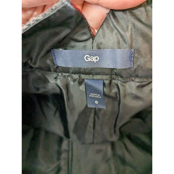 Gap Plaid Pencil Skirt Sailor 0 Red Black Gray Front Zip Buttons Mini Wool Blend - Picture 3 of 11